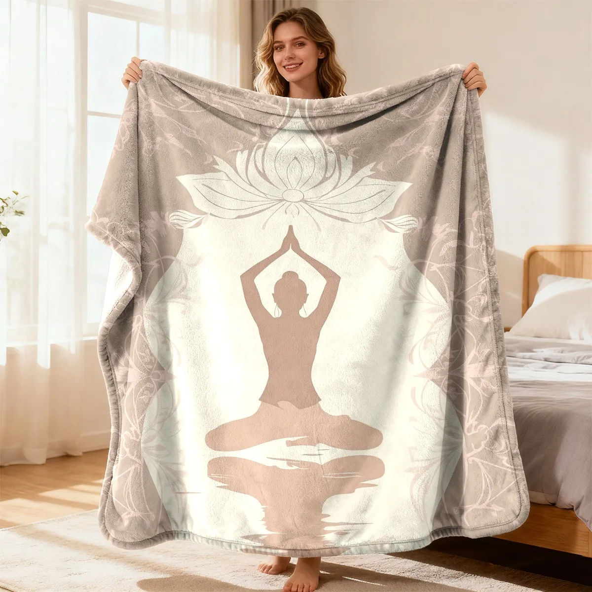 ผ้าห่มโยคะลายดอกบัวสุดหรู ผ้าฟ - Spa Wellness Yoga บทวิจารณ์และราคา